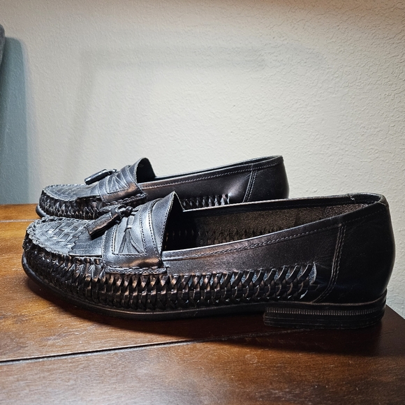 Nunn Bush Genuine Leather woven Loafer Dress shoe black size 7 pre-owned - Picture 2 of 5